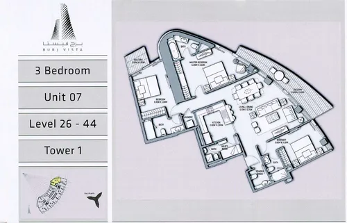 3 Bedrooms Apartment in Burj Vista Tower 1