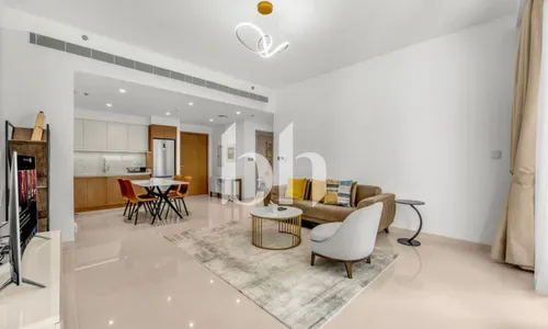 Furnished 1BR | Palm & Sea Views | Private Beach