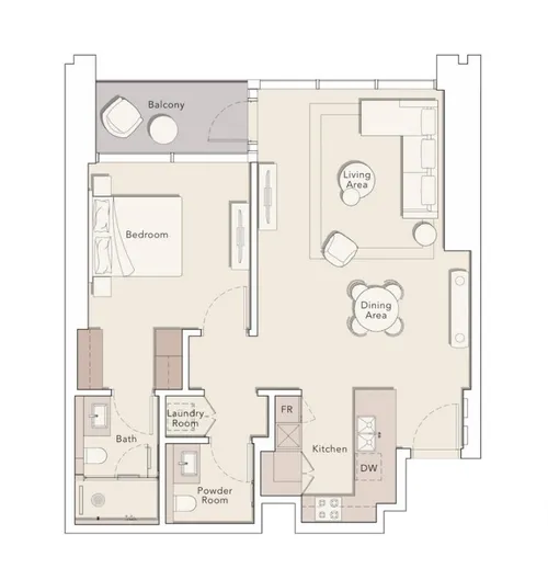 1 Bedroom Apartment in One River Point