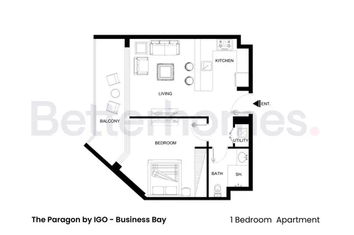 1 Bedroom Apartment in The Paragon by IGO