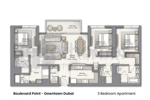 3 Bedrooms Apartment in Boulevard Point
