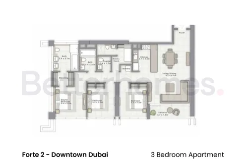 3 Bedrooms Apartment in Forte 2
