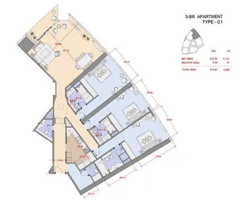 3 Bedrooms Apartment in Al Fattan Hotel Apartment