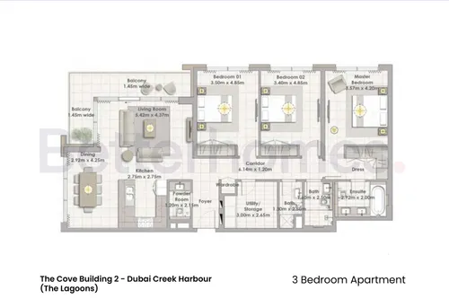 3 Bedrooms Apartment in The Cove Building 2