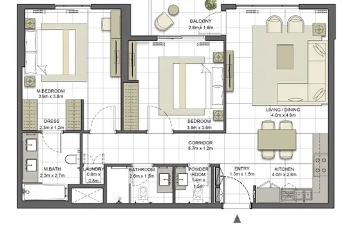 2 Bedrooms Apartment in Azure Beach Residence