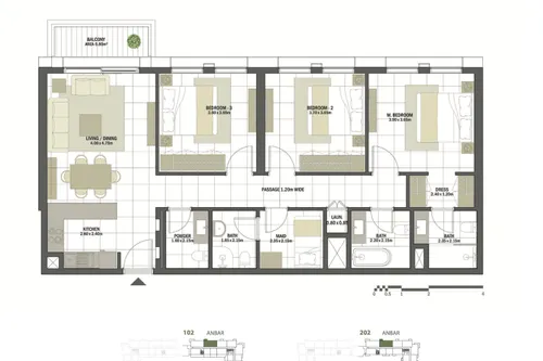 3 Bedrooms Apartment in Anbar Residences